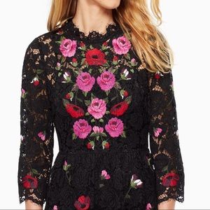 KSNY Madison Ave black lace floral midi dress